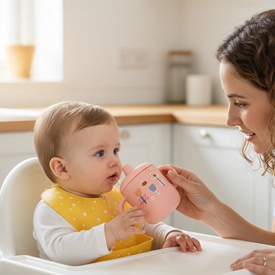 Gobelet bebe antidérapant rose