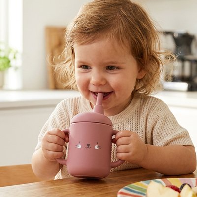 Gobelet bebe double poigée ergonomique rose