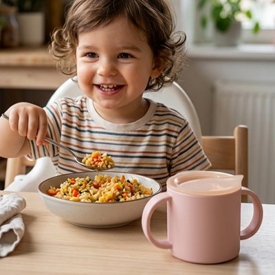 Gobelet bebe poignées ergonomiques rose