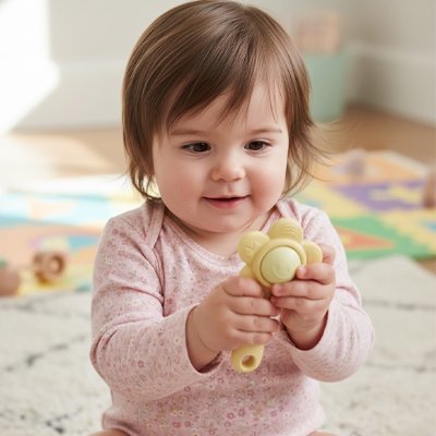 Hochet bébé fleur jaune