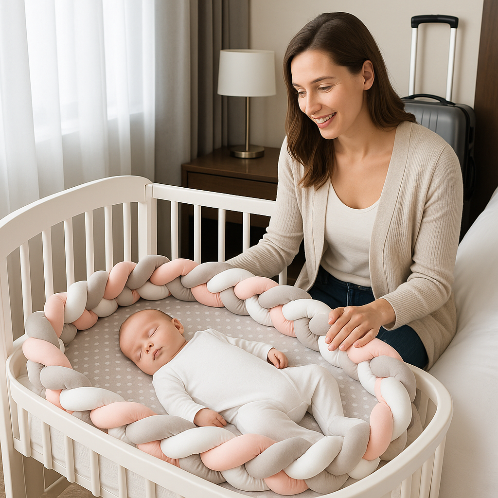 Lit bébé multifonctionnel blanc gris rose