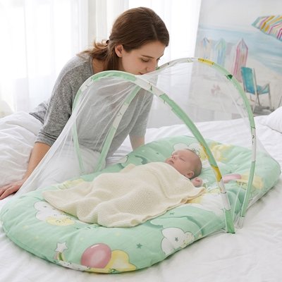 Lit moustiquaire bebe portable et pliable vert