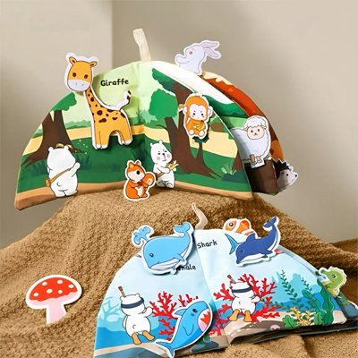 Livre bebe en tissus animaux