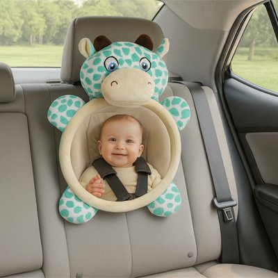 Miroir voiture bébé girafe bleu
