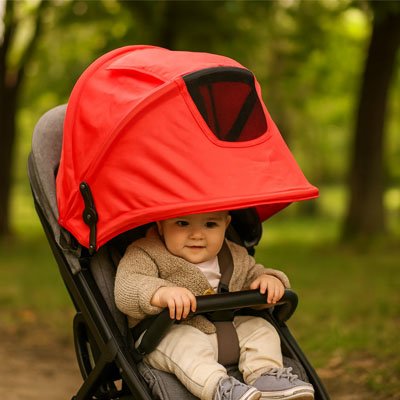 Par soleil pour poussette​ rouge orange