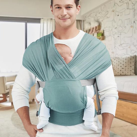 Porte bebe ergonomique vert-bleu