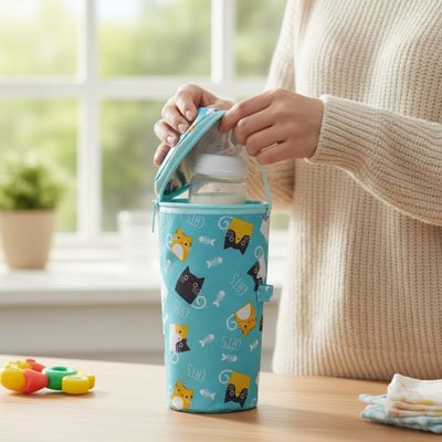 Porte biberon bleu et rose