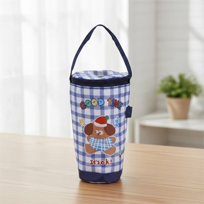Porte biberon voyagement chien bleu