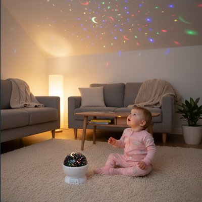 Projecteur enfant blanc étoilée