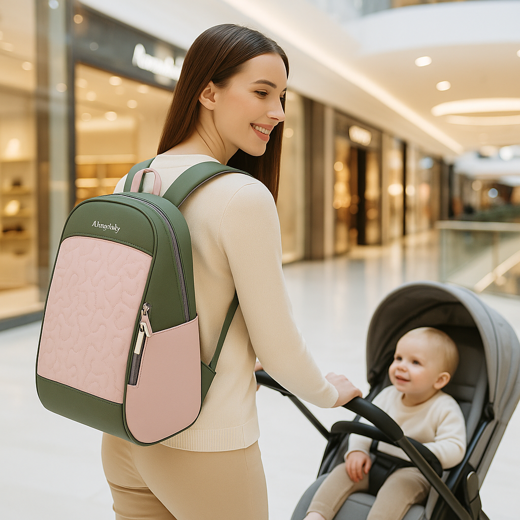 sac à langer rose et vert