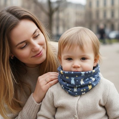 Tour de cou enfant ours bleu
