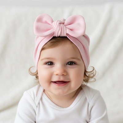Turban bebe fille doux rose