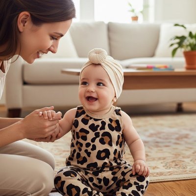 Turban bebe fille léger beige