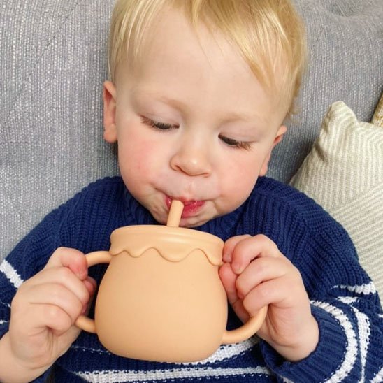Verre bebe a paille ergonomique orange